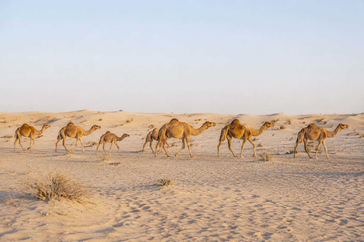 Camel milk poured from a glass bottle